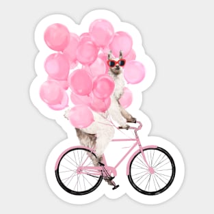 Riding Llama with Pink Balloons #1 Sticker